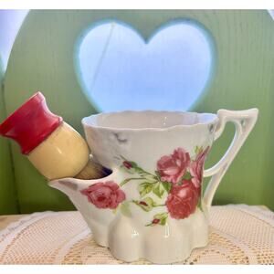 Vintage  Porcelain Shaving Scuttle Mug with brush